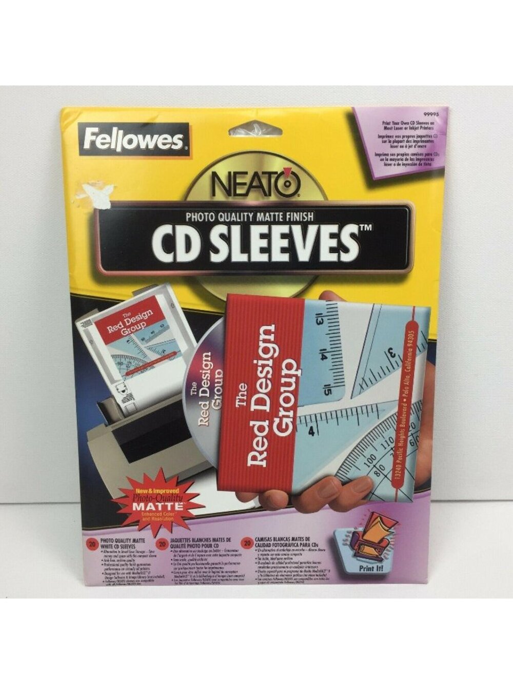 Fellowes Neato 20 Photo Quality White Matte Finish Cd Sleeve Print Your Own